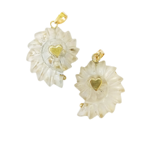 Load image into Gallery viewer, Carved Stone Ammonite Pendants in carved stone and shell by Christina Puchi
