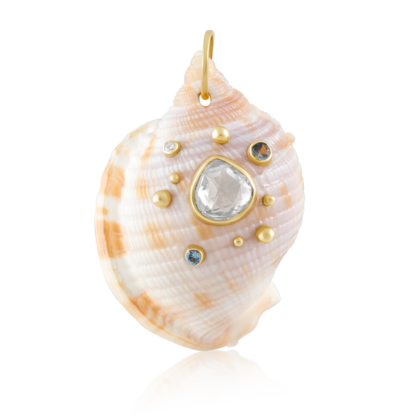 Aquamarine White Shell Pendant in shell by Christina Puchi