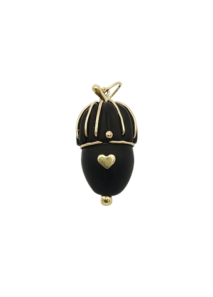 Ebony Acorn Pendant in carved wood by Christina Puchi