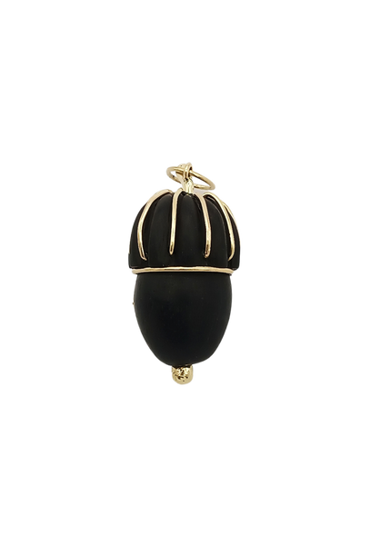 Ebony Acorn Pendant in carved wood by Christina Puchi