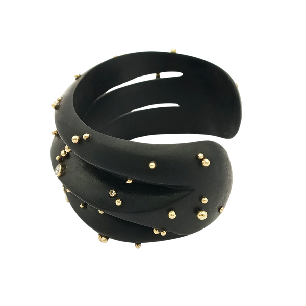 Ebony Cuff Bracelet in carved wood by Christina Puchi