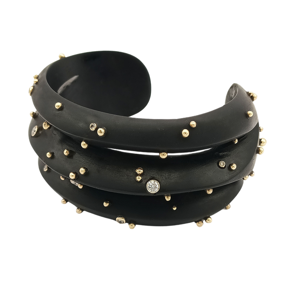 Ebony Cuff Bracelet in carved wood by Christina Puchi