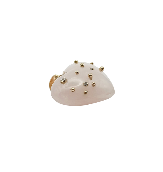 Rose Quartz Carved Heart Pendant in carved stone by Christina Puchi