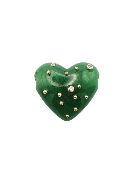 Green Jade Carved Heart Pendant in carved stone by Christina Puchi
