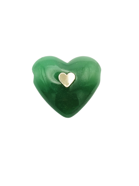 Green Jade Carved Heart Pendant in carved stone by Christina Puchi