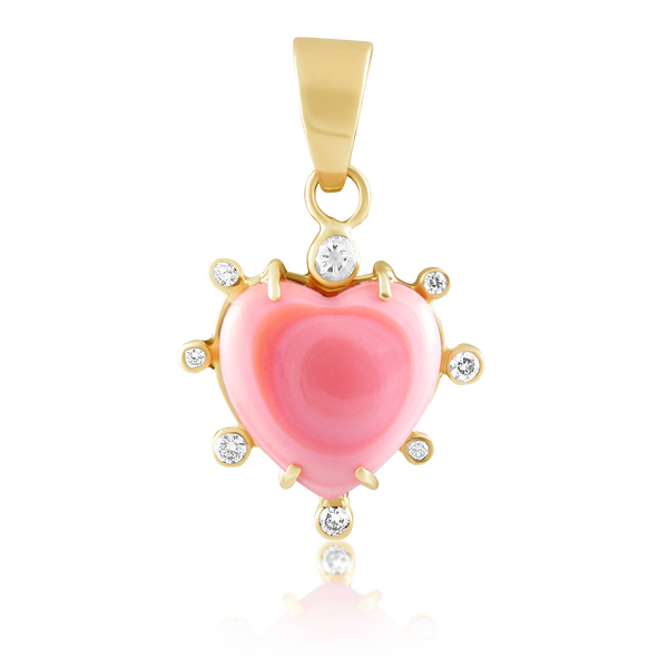 Pink Conch Shell Heart Halo Pendant by Christina Puchi