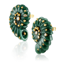 Load image into Gallery viewer, Carved Stone Ammonite Earrings in carved stone by Christina Puchi
