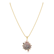 Load image into Gallery viewer, Grey Shell Purple Halo Pendant in shell by Christina Puchi
