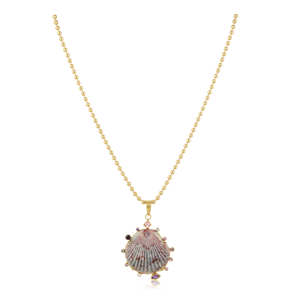Grey Shell Purple Halo Pendant in shell by Christina Puchi