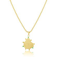 Load image into Gallery viewer, White Kitten Paw Green Halo Pendant in shell by Christina Puchi
