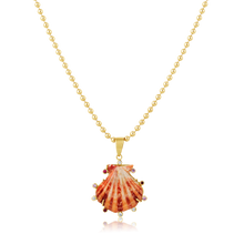 Load image into Gallery viewer, Light Pink Lion’s Paw Pink Halo Pendant in shell by Christina Puchi
