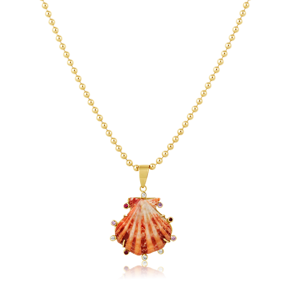 Light Pink Lion’s Paw Pink Halo Pendant in shell by Christina Puchi