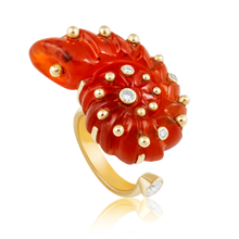 Load image into Gallery viewer, Carved Stone Ammonite Rings in carved stone by Christina Puchi
