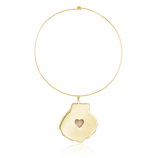 CUSTOM Large Diamond + Gold Ball Orange Lion's Paw Pendant in shell by Christina Puchi