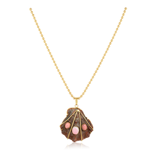 Load image into Gallery viewer, Pink/Grey Lion's Paw with Cabochons Pendant in shell by Christina Puchi
