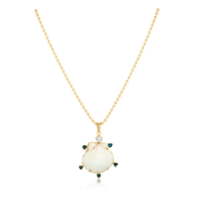 Load image into Gallery viewer, White Shell Blue Heart Halo Pendant in shell by Christina Puchi
