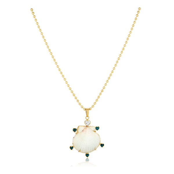 White Shell Blue Heart Halo