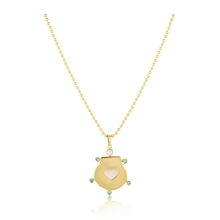 Load image into Gallery viewer, White Shell Blue Heart Halo Pendant in shell by Christina Puchi
