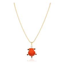 Load image into Gallery viewer, Orange Shell Garnet Heart Halo Pendant in shell by Christina Puchi
