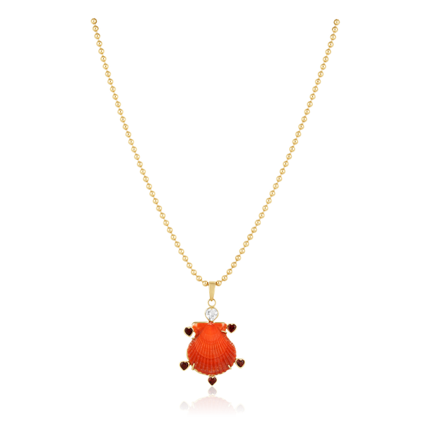 Orange Shell Garnet Heart Halo