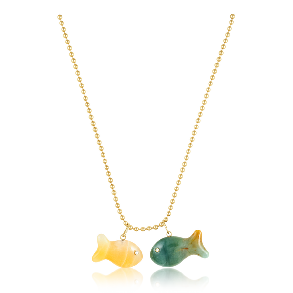 Carved Stone Gold Fish Pendants