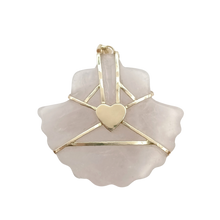 Load image into Gallery viewer, Carved Rose Quartz Shell Pendant in carved stone and shell by Christina Puchi
