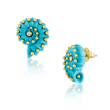 Load image into Gallery viewer, Carved Stone Ammonite Earrings in carved stone by Christina Puchi
