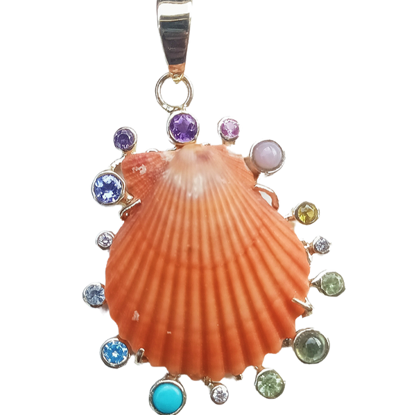 Orange Shell Pastel Halo Pendant in shell by Christina Puchi