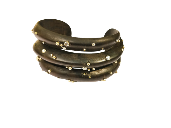 Ebony Cuff Bracelet in carved wood by Christina Puchi