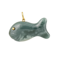 Load image into Gallery viewer, Carved Stone Gold Fish Pendant (gold ball eyes)
