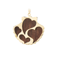 Load image into Gallery viewer, Carved Wood Scallop Shell Pendant in carved wood and shell by Christina Puchi
