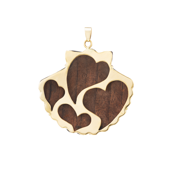 Carved Wood Scallop Shell Pendant