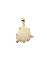 Load image into Gallery viewer, White Kitten’s Paw Halo Pendant in shell by Christina Puchi
