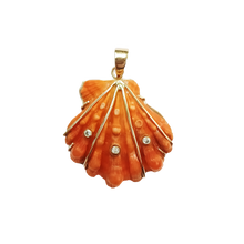 Load image into Gallery viewer, Diamond Orange Lion's Paw Pendant in shell by Christina Puchi
