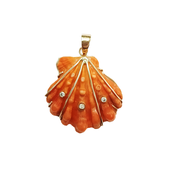 Diamond Orange Lion's Paw Pendant in shell by Christina Puchi