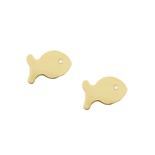 Load image into Gallery viewer, Diamond Eye Fish Studs in gold by Christina Puchi

