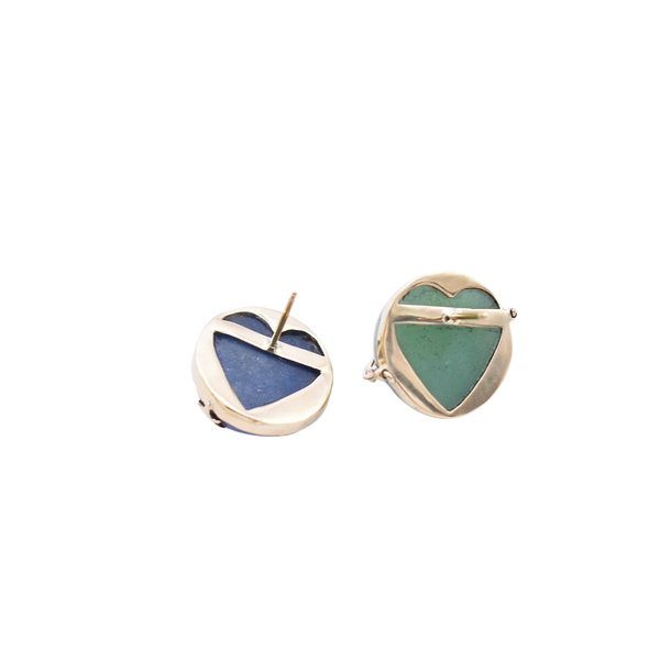 Earth + Saturn Earrings in carved stone by Christina Puchi