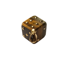 Load image into Gallery viewer, Tiger’s Eye Dice Pendant in carved stone by Christina Puchi
