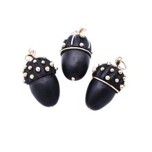 Load image into Gallery viewer, Ebony Acorn Pendants in carved wood by Christina Puchi
