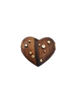 Load image into Gallery viewer, Diamond Walnut Threaded Heart 2 Pendant in carved wood by Christina Puchi
