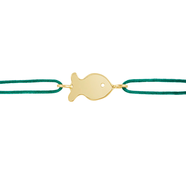 Green Cord Small Fish Friendship Bracelet by Christina Puchi