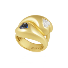 Load image into Gallery viewer, Sapphire &amp; Diamond Heart Ring in gold by Christina Puchi
