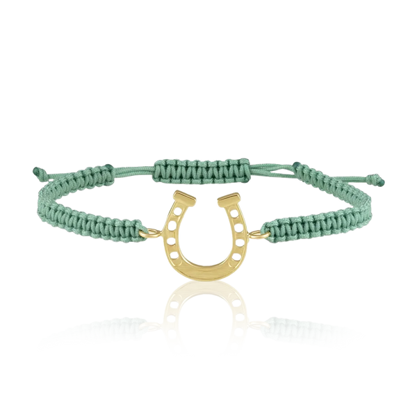 Blue/Green Cord Horse Shoe Friendship Bracelet