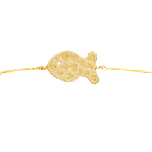 Load image into Gallery viewer, Gold Large Fish Friendship Bracelet in gold by Christina Puchi
