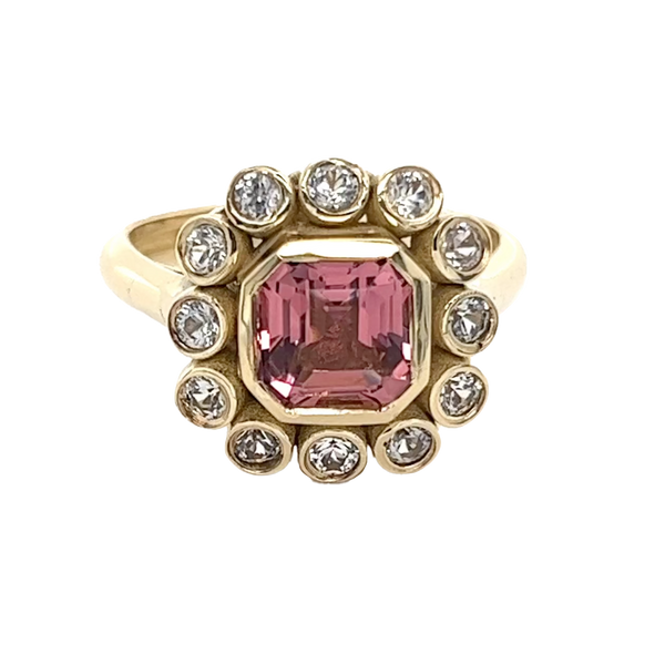 Pink Stone Ring in gold by Christina Puchi