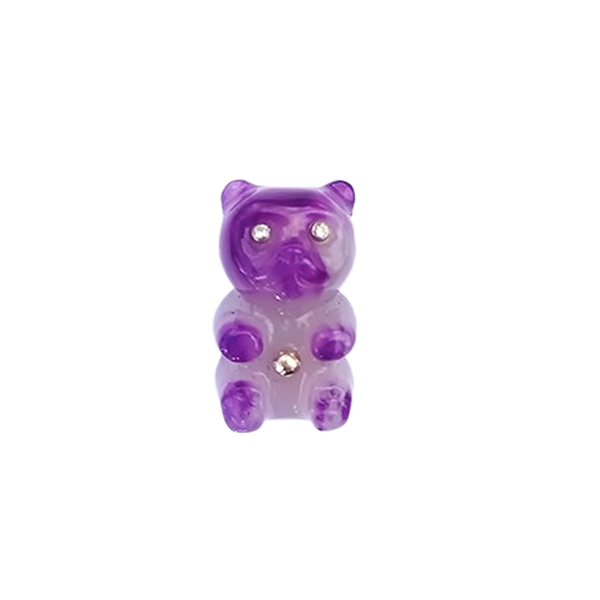 Purple Stone Gummy Bear Pendant in carved stone by Christina Puchi