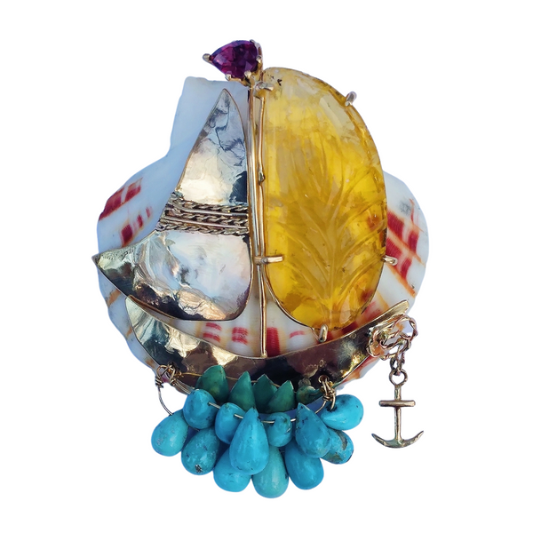 Scallop Shell - Sailboat by Christina Puchi
