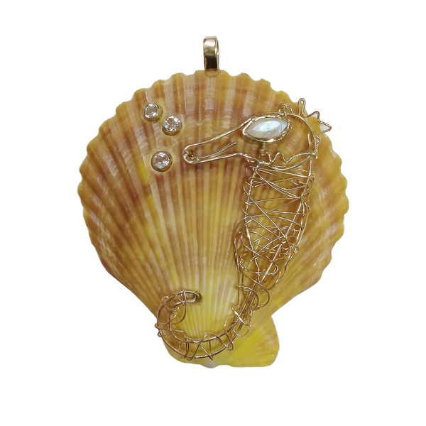 Scallop Shell - Seahorse in shell by Christina Puchi
