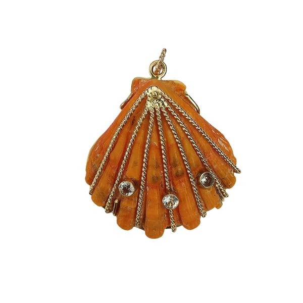 Orange Lions Paw Pendant in shell by Christina Puchi