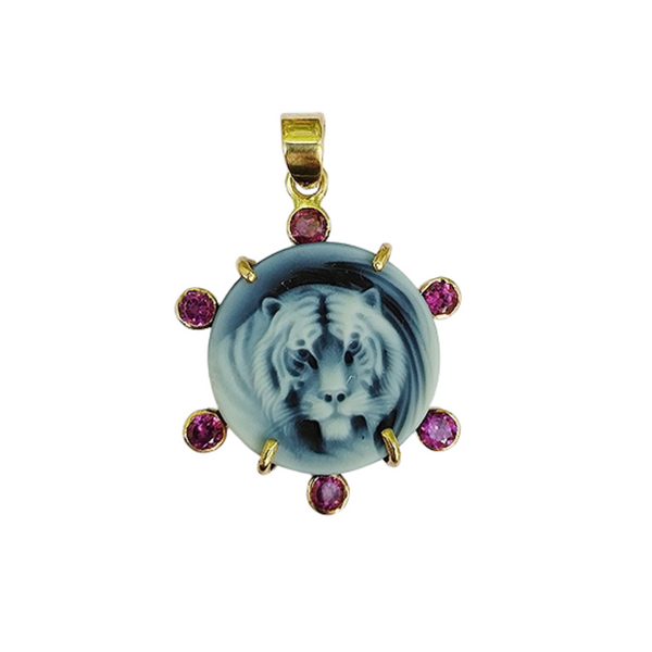 Tiger Cameo Pendant by Christina Puchi